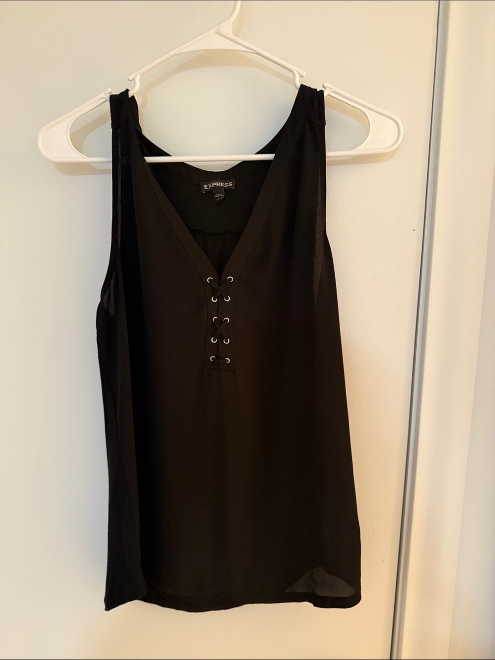 Express Black Lace-Up V-Neck Camisole